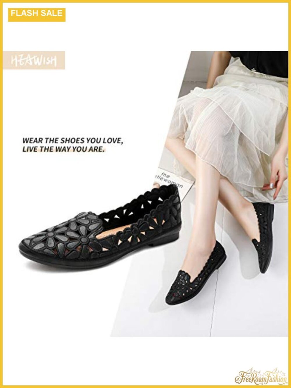 Floral Ballet Flats Slip On PU Leather Women's Comfort Dress Shoes - Picture 5 of 6